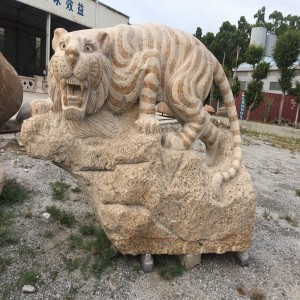 Kamienny tygrys na dużą skalę Kamienne rzeźby i rzeźby Naturalne czyste dzieło sztuki